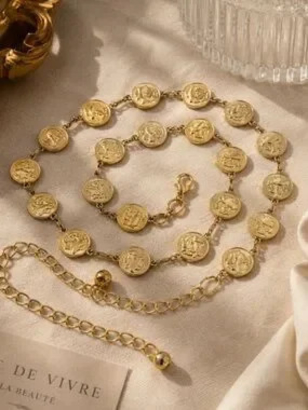 Vintage Style Gold Coin Link Waist Belt